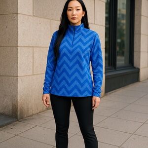 COLUMBIA WOMENS WINTRY RUN PRINTED BUTTER 1/4 ZIP PULL-OVER FLEECE •S/L